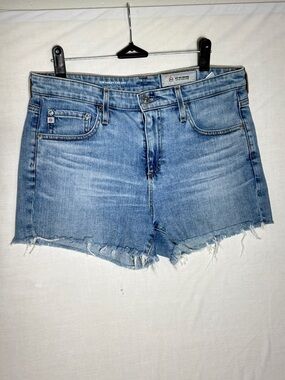 AG Adriano Goldschmied Hailey Cut-Off Denim Shorts Size 28 Light Wash Raw Hem